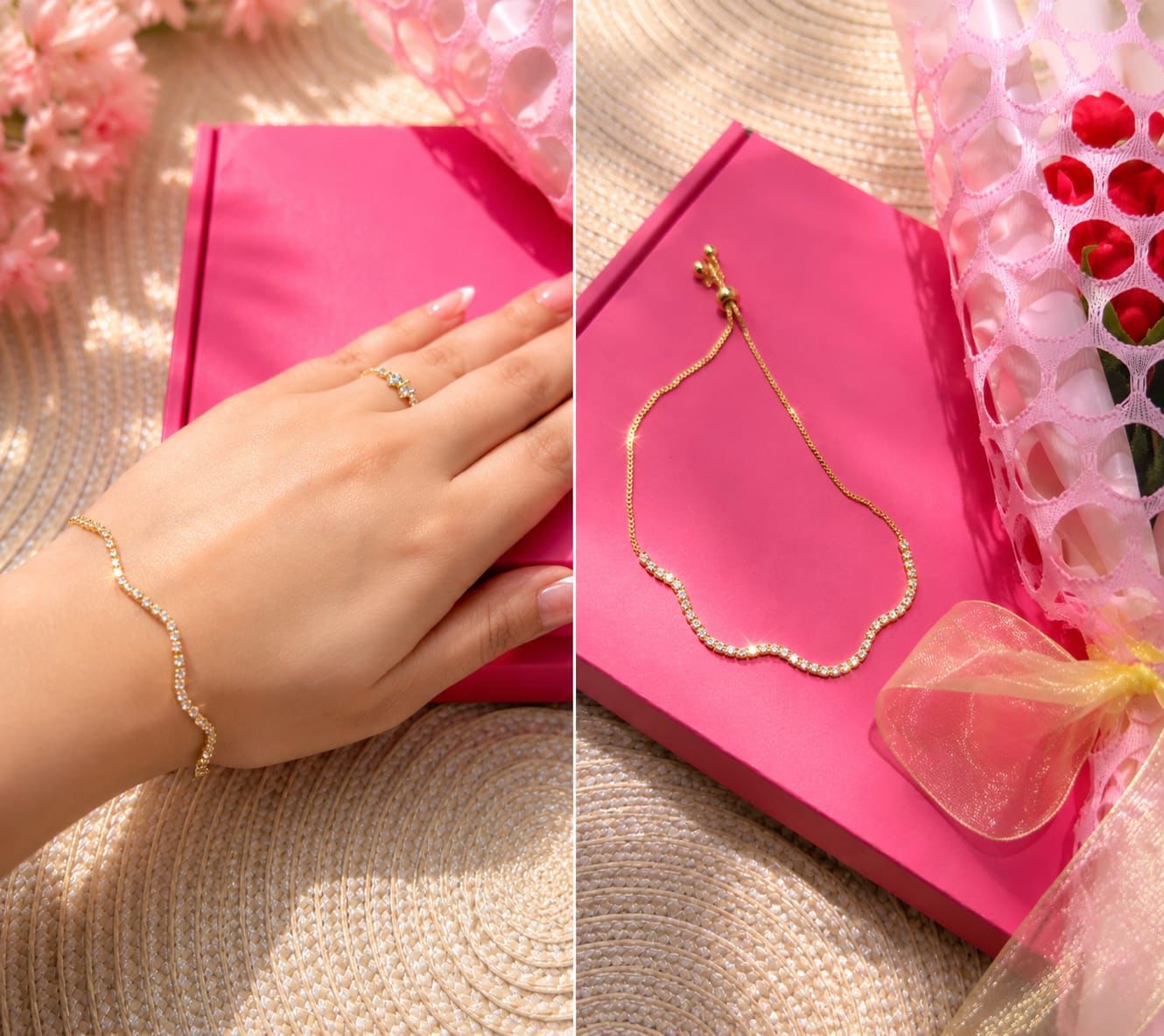 Golden Crystal Bracelet – Adjustable Gold Sparkle Bracelet