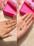 Emerald Princess Adjustable Ring – Luxury Crystal Gold-Plated Ring